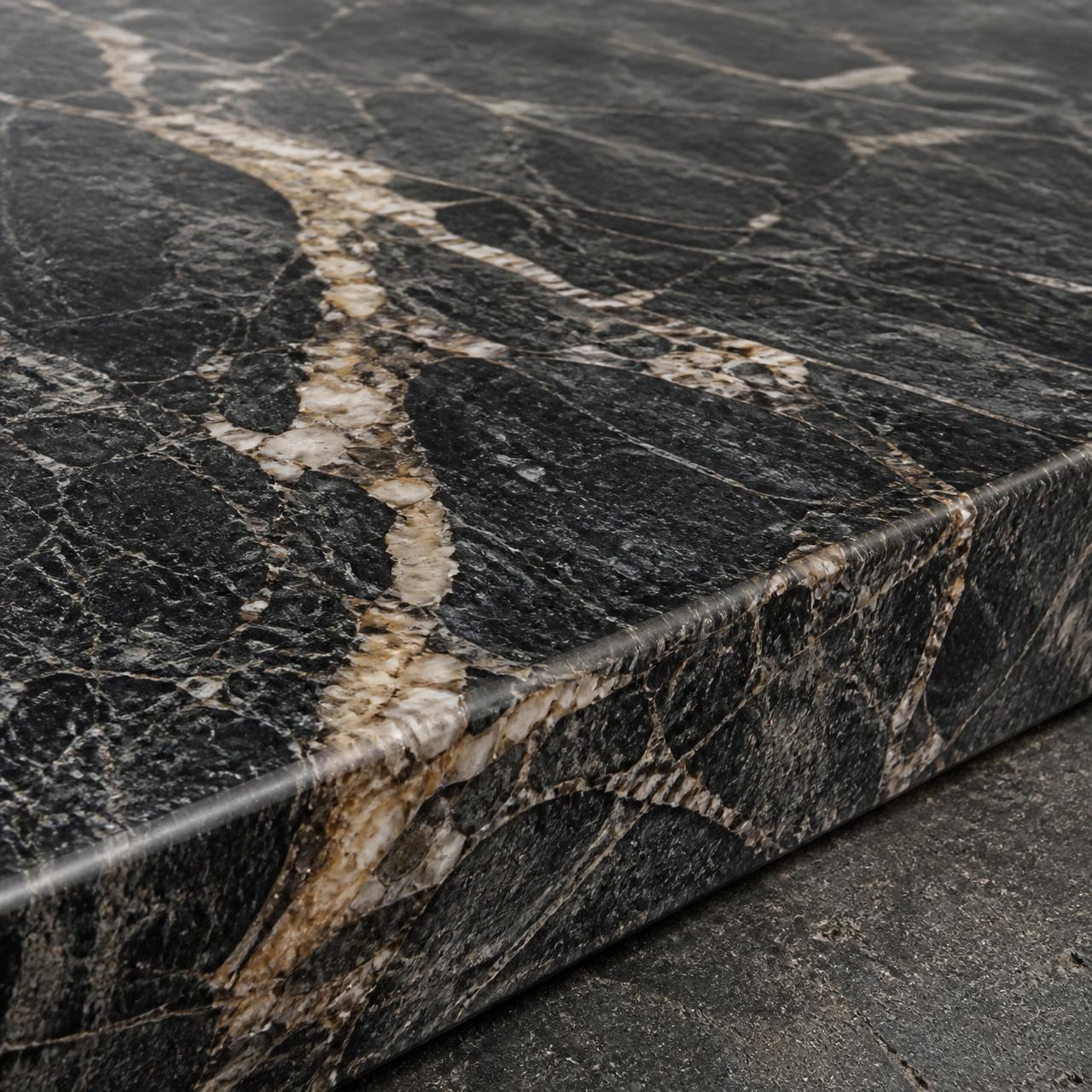 Polished granite slab with natural veining