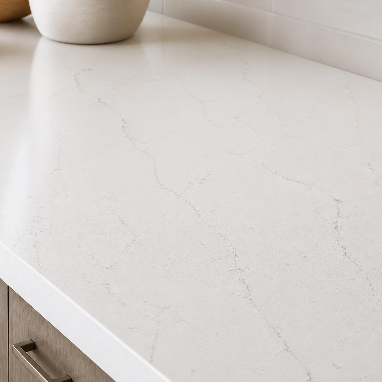 Engineered quartz countertop surface