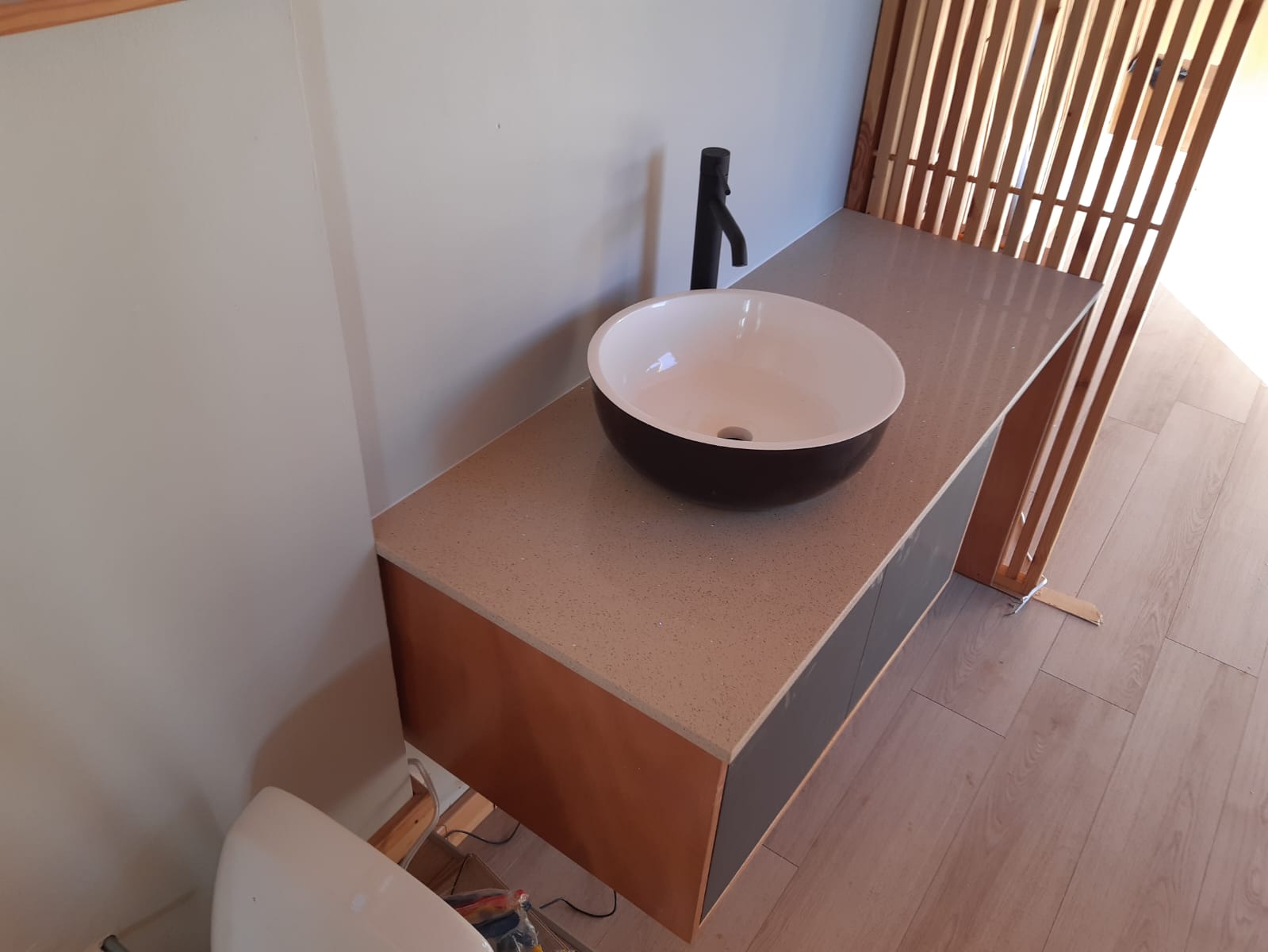 Apex bathroom vanity countertop installation